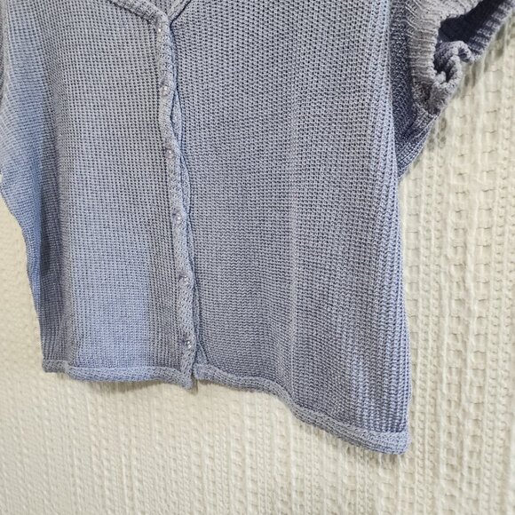 Vintage 90 Design Periwinkle Square Knit Button Front Top Size Small - Picture 9 of 12